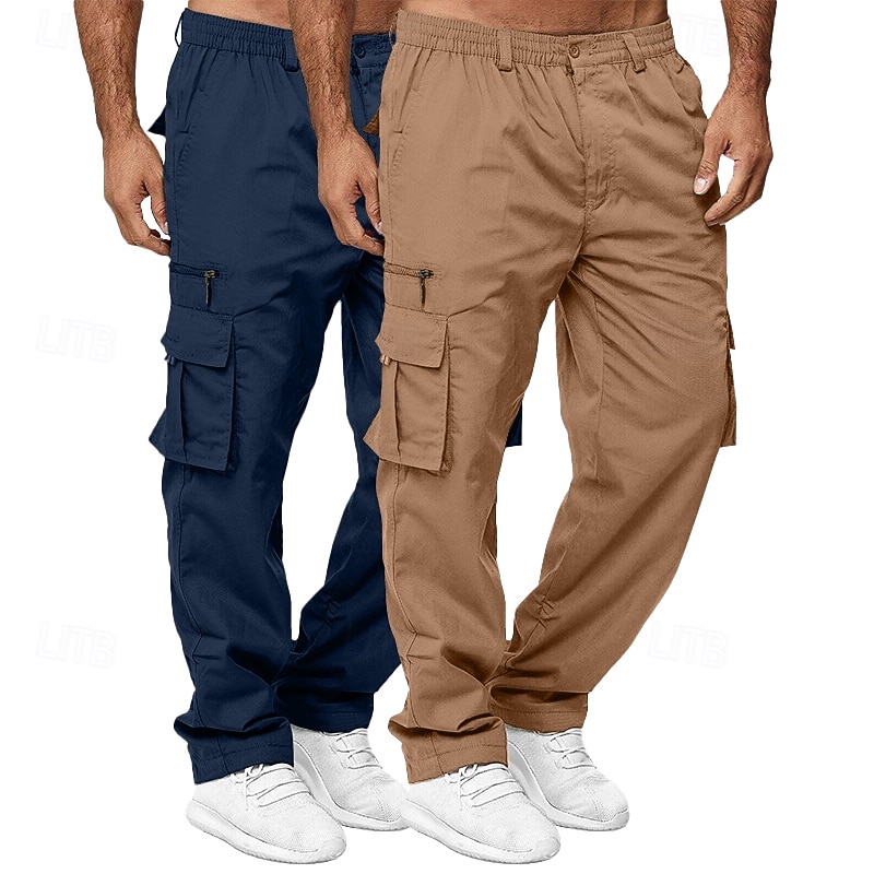 Per uomo Pantaloni Cargo Pantaloni da escursionismo Elastico in vita Multi-tasche Semplice Traspirante Lunghezza intera All'aperto Casuale Quotidiano Stile Etnico Stile Classico Verde+Cachi Blu+Cachi del 2026 a $31.99 –P5