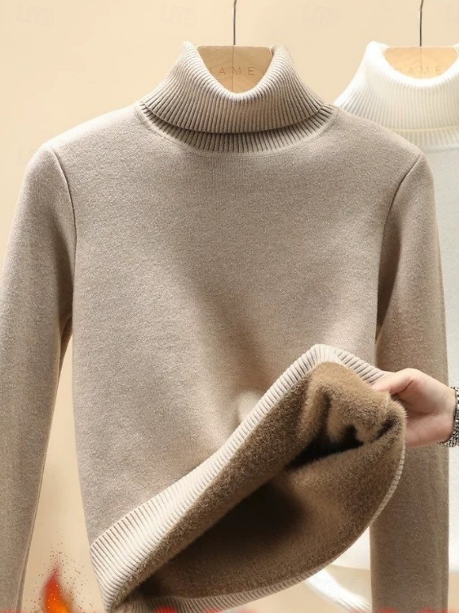 Dames Thermisch ondergoed Casual Comfortabel Heldere kleur Huis Dagelijks Lange mouw Coltrui Zwart Wit Geel Kameel Khaki Lente Herfst Winter Normale pasvorm 2026 - $32.99 –P3
