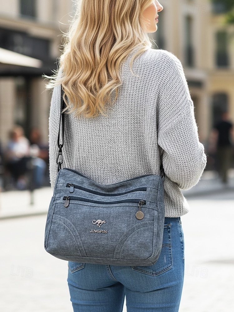 Damväska i brunt konstläder med flera dragkedjefickor, vintage avslappnad axelväska, lätt axelväska för dagligt bruk, resor och shopping 2026 - $26.99 –P1