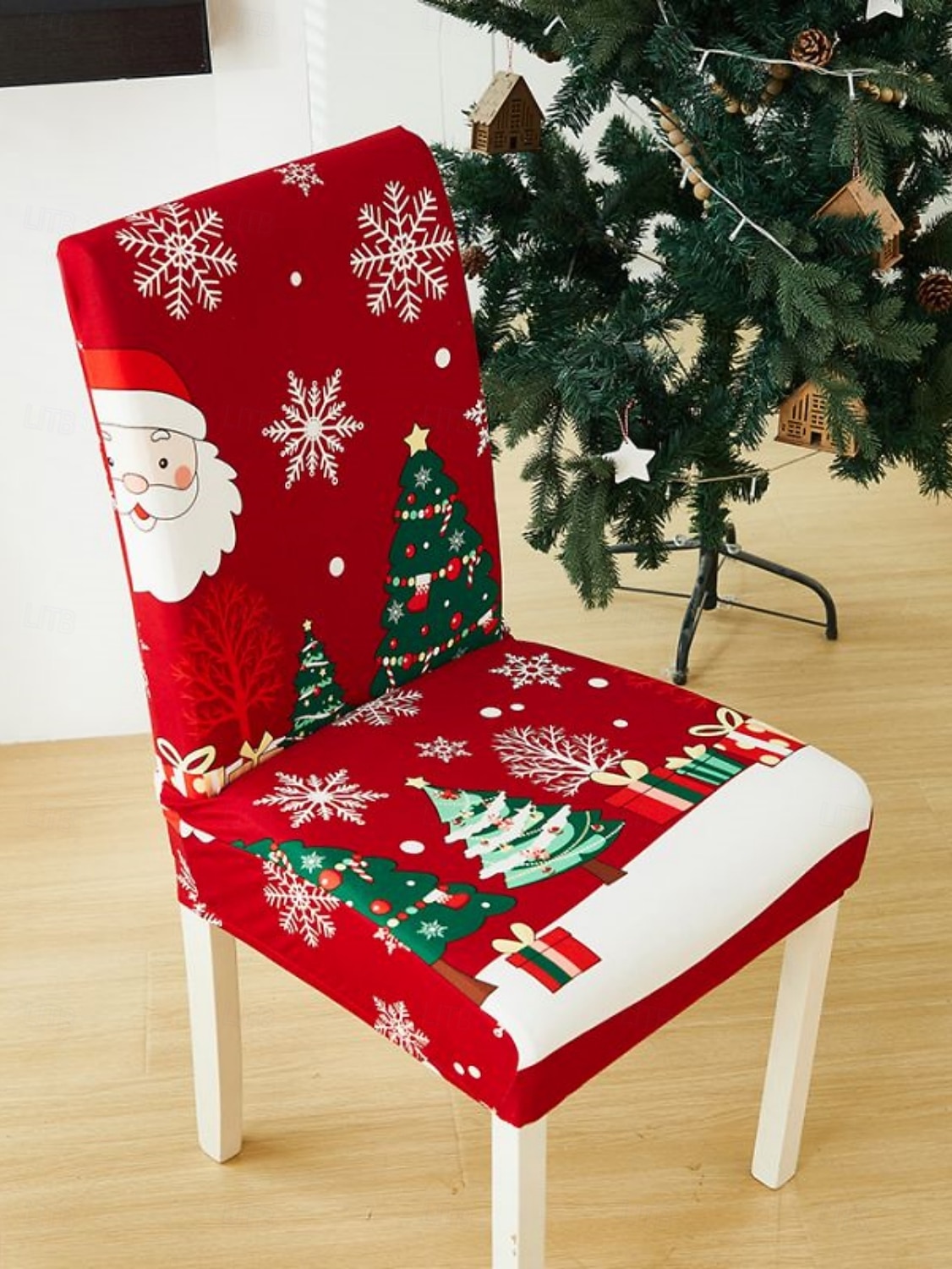 1/2/4PC/6PC Christmas Milk Silk Printed Chair Cover – Decorative, Anti-Slip & Dustproof Slipcover, Soft Stretch Fabric for All Seasons 2025 - $29.99 –P7