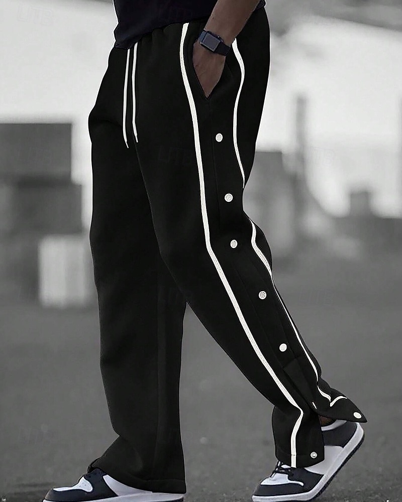 Men's Wide-leg Sweatpants sport pants Casual Pants with Pockets Split High Waist Bottoms Gym Athleisure Workout Spring Fall Breathable Gym Workout Track Regular Fit Sportswear Activewear Solid Colored 2026 - $26.99 –P17