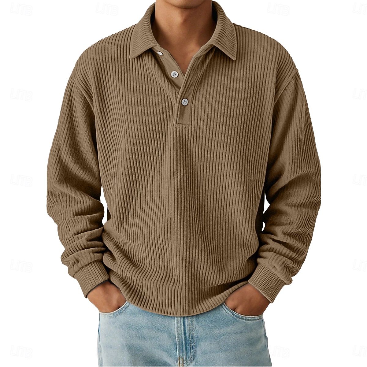 Per uomo Camicia di Velluto a Coste Testurizzato Casuale Sportivo Bavero Manica Lunga Moda Essenziale Blocco di colori Bottoni Caldo Autunno Primavera & Autunno Vestibilità regolare Nero Blu scuro del 2026 a $22.99 –P1