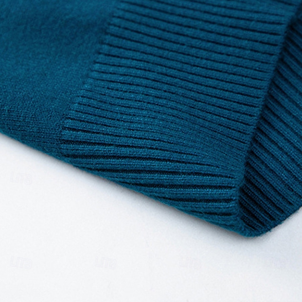 Herr Pullover tröja Stickad tröja Ribbad Sticka Vanliga toppar Stickat Slät Polokrage Mode Grundläggande Semester Dagliga kläder Kläder Höst Vinter Vin Svart S M L 2025 - $28.99 –P9