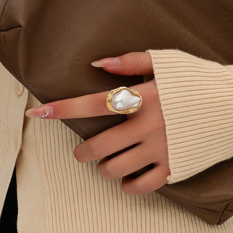 Women's Gold Pearl Jewelry Set for Party - Chunky Chain Necklace, Statement Earrings, Bracelet and Ring, Baroque Style Elegant Accessories for Evening & Formal Events 2026 - $14.99 –P4