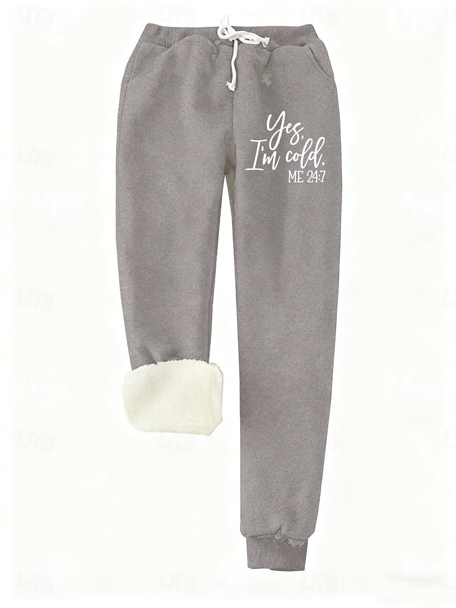 Per donna Pantaloni da tuta Pantaloni in Pile Moda Essenziale Casual Lunghezza intera Vita Alta Lettera Coulisse Tasca Stampato Calore Termico Antivento Comodo Elasticizzato Vacanza Streetwear Casual del 2026 a $16.99 –P5