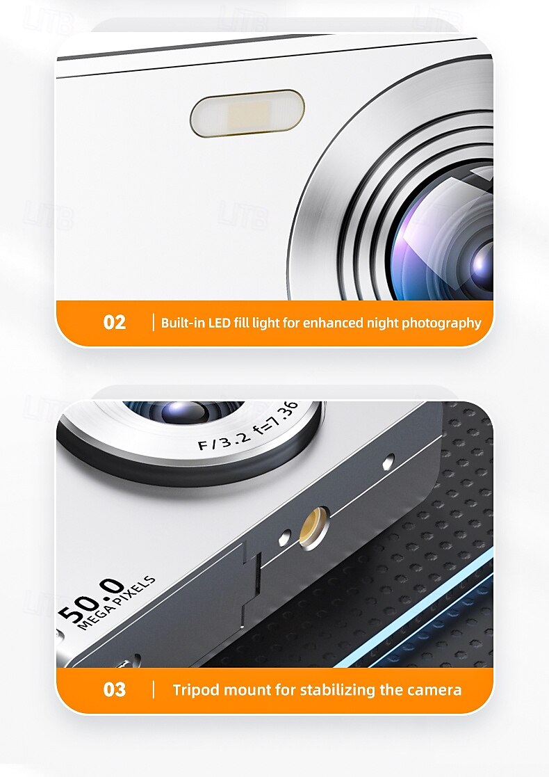 Cameră digitală HD 4K pentru studenți cu un ecran IPS de 2.8 inci pentru fotografii și videoclipuri portabile design elegant. Cadou de Ziua Îndrăgostiților 2026 - $83.99 –P12