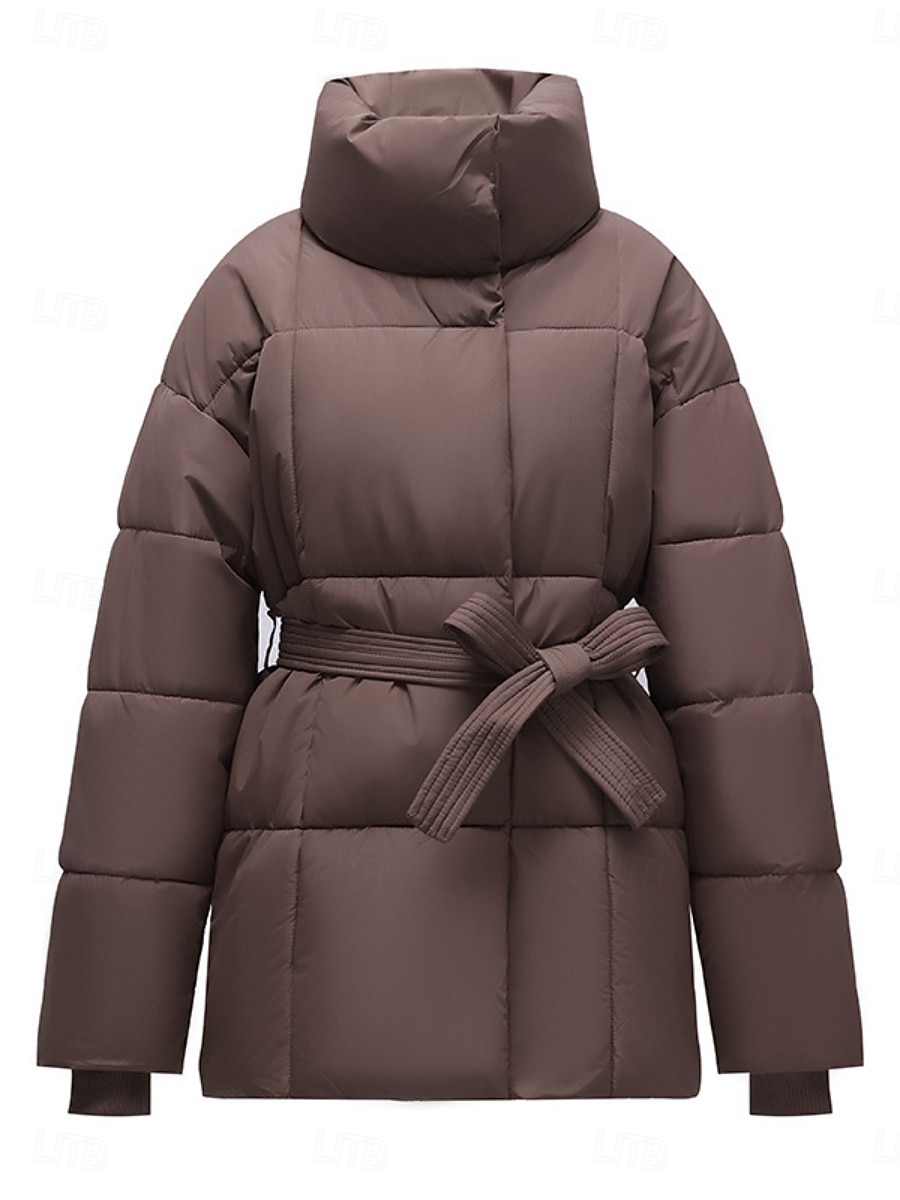 Mulheres Parka Confortável Respirável gravata na frente Bolsos Casual Tecido Férias Rua Casual Roupa Diária Zíper Longo Colarinho Chinês Normal Manga Longa agasalhos Preto Branco Café Primavera Outono de 2026 por $48.99 –P11