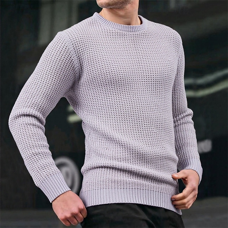 Herren Pullover Strickpullover Gerippt Stricken Normale Oberteile Gestrickt Einfach Rundhalsausschnitt Mode Basic Urlaub Alltagskleidung Bekleidung Herbst Winter Schwarz Marineblau M L XL 2026 - $48.99 –P5