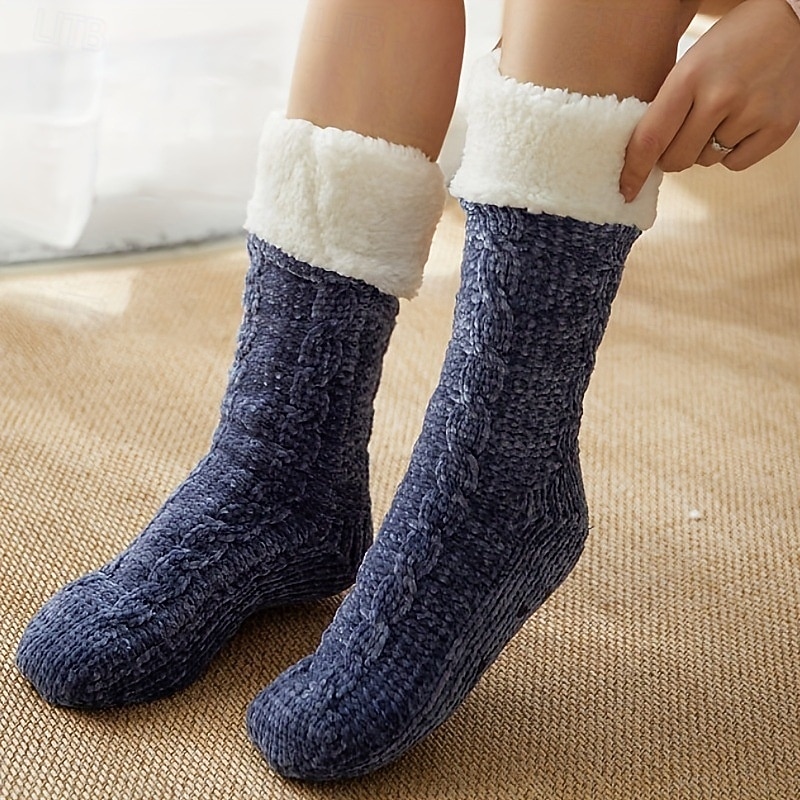 женские носки из шенилла, мягкие, теплые зимние носки-тапочки для дома, сна или беременности, уютные нескользящие махровые гетры 2026 - $14.49 –P5