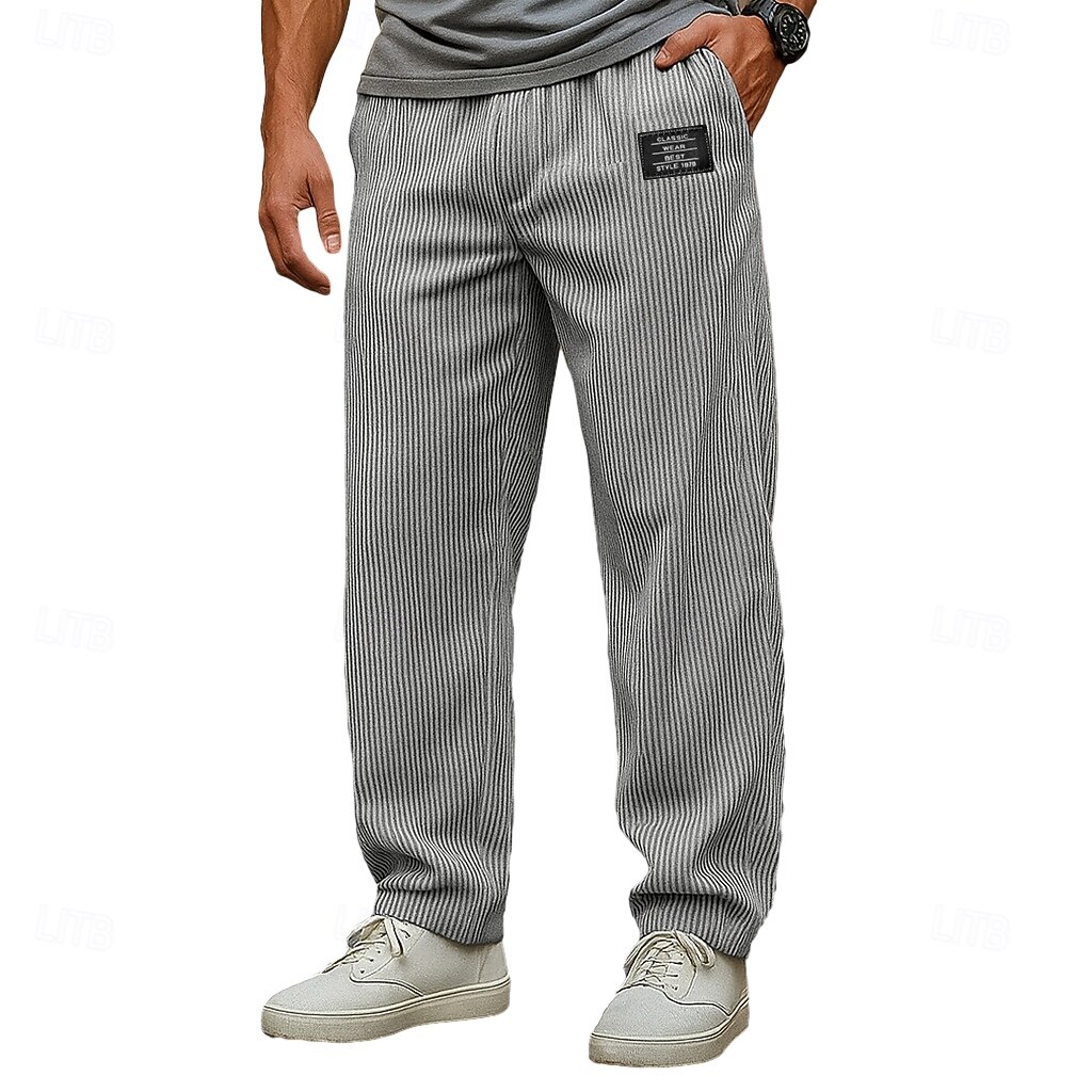 Men's Trousers Corduroy Pants Baggy Pants Straight Leg Sweatpants Drawstring Elastic Waist Solid Color Comfort Full Length Outdoor Daily Streetwear Vacation Fashion Black Navy Blue Micro-elastic 2026 - $25.99 –P2