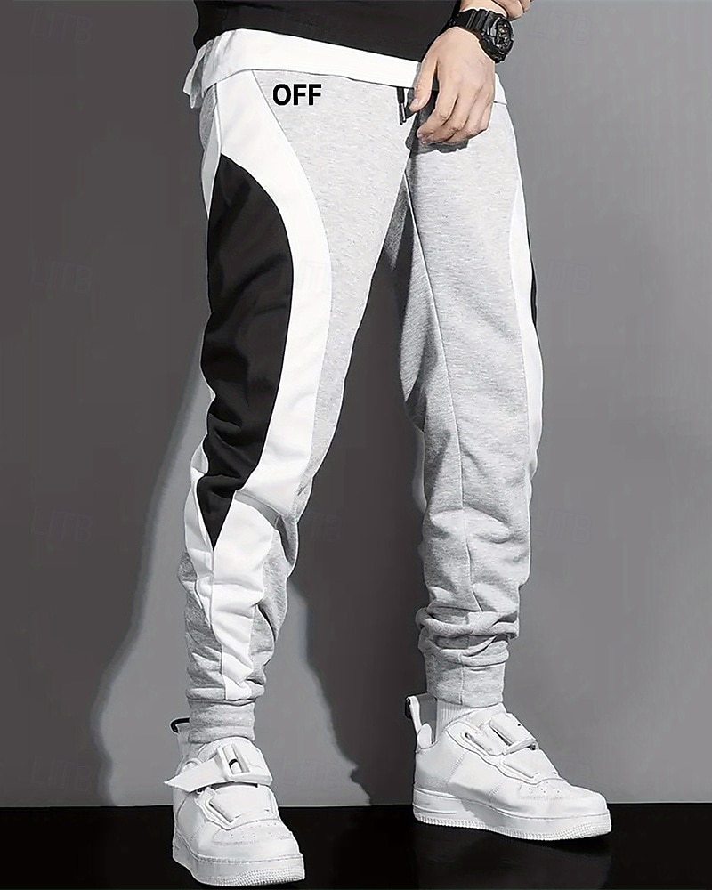 Ανδρικά Αθλητικές Φόρμες Τζόγκκερ Παντελόνια Κορδόνι Τσέπη Ελαστική μέση Συνδυασμός Χρωμάτων Γράμμα Άνεση Υπαίθρια Αθλήματα Καθημερινά Μοντέρνα Καθημερινό Μαύρο Γκρίζο Μικροελαστικό 2026 - $21.99 –P5