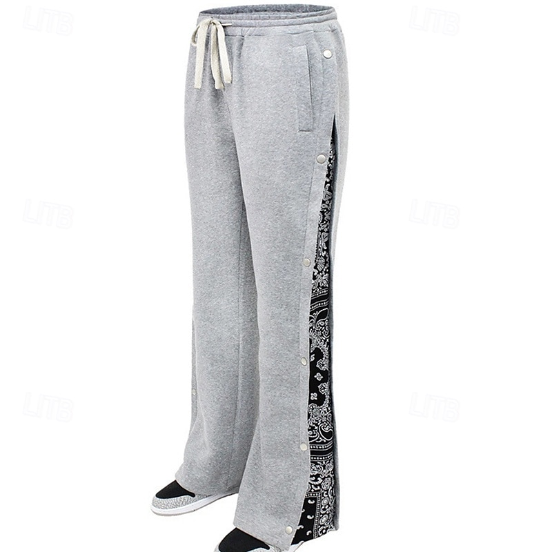 Homens Calças Esportivas Calça de moletom com pernas largas Calças Calças largas Com Cordão Cintura elástica Botão Lateral Bloco de cor Tecido Pavio Humido Respirável Comprimento total Esportes de 2026 por $25.99 –P7