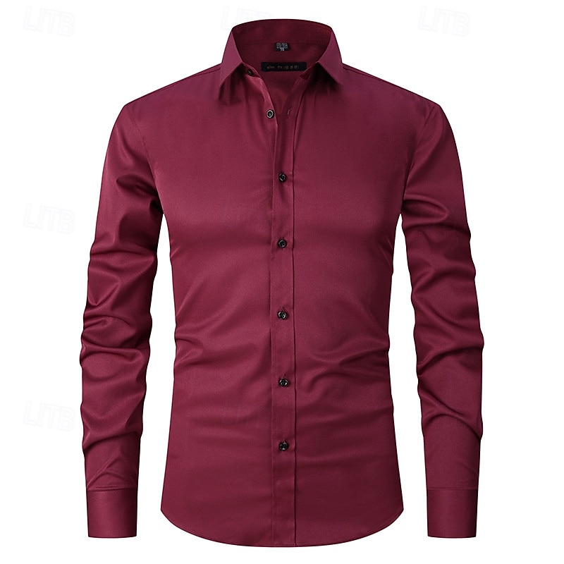 Homens Camisa Social Saia Camisa não de ferro Camisas de smoking Tecido Formal Casamento Preto Branco Rosa Vinho Manga Longa Lapela Primavera & Outono Todas as Estações Roupa de 2025 por $20.99 –P8