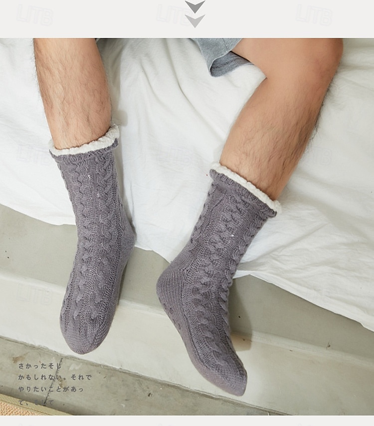 Șosete de iarnă din fleece pentru bărbați, șosete calde și groase, antiderapante, pentru adulți, uz casnic în interior 2026 - $17.49 –P7