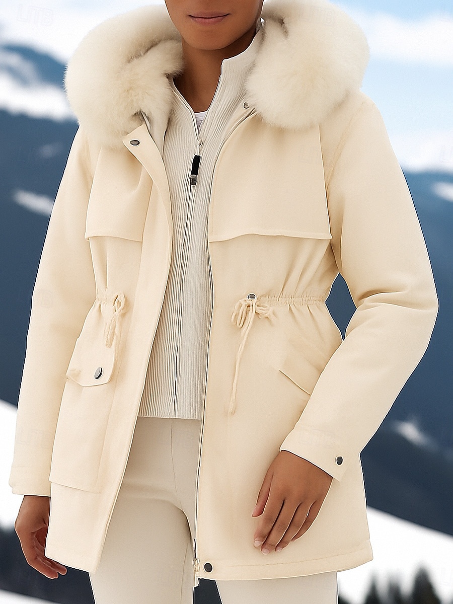 Γυναικεία Χειμερινό παλτό Αδιάβροχη Αντιανεμικό Τσέπη Γούνινος γιακάς Καθημερινά Causal Κανονικό Με Κουκούλα Κανονικό Μακρυμάνικο Εξωτερικά ενδύματα Μαύρο Καφέ Χακί Φθινόπωρο Χειμώνας 2026 - $45.99 –P1