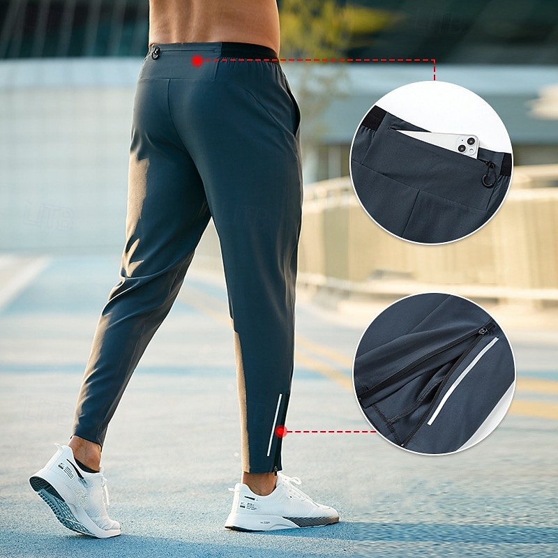 Homens Calças de moletom com punhos calças esportivas Banda Refletora Bolso com zíper Cintura Alta Calças Ginásio Roupa Esportiva Dar certo Primavera Outono Elástico Respirável Academia Exercite-se de 2026 por $31.99 –P1