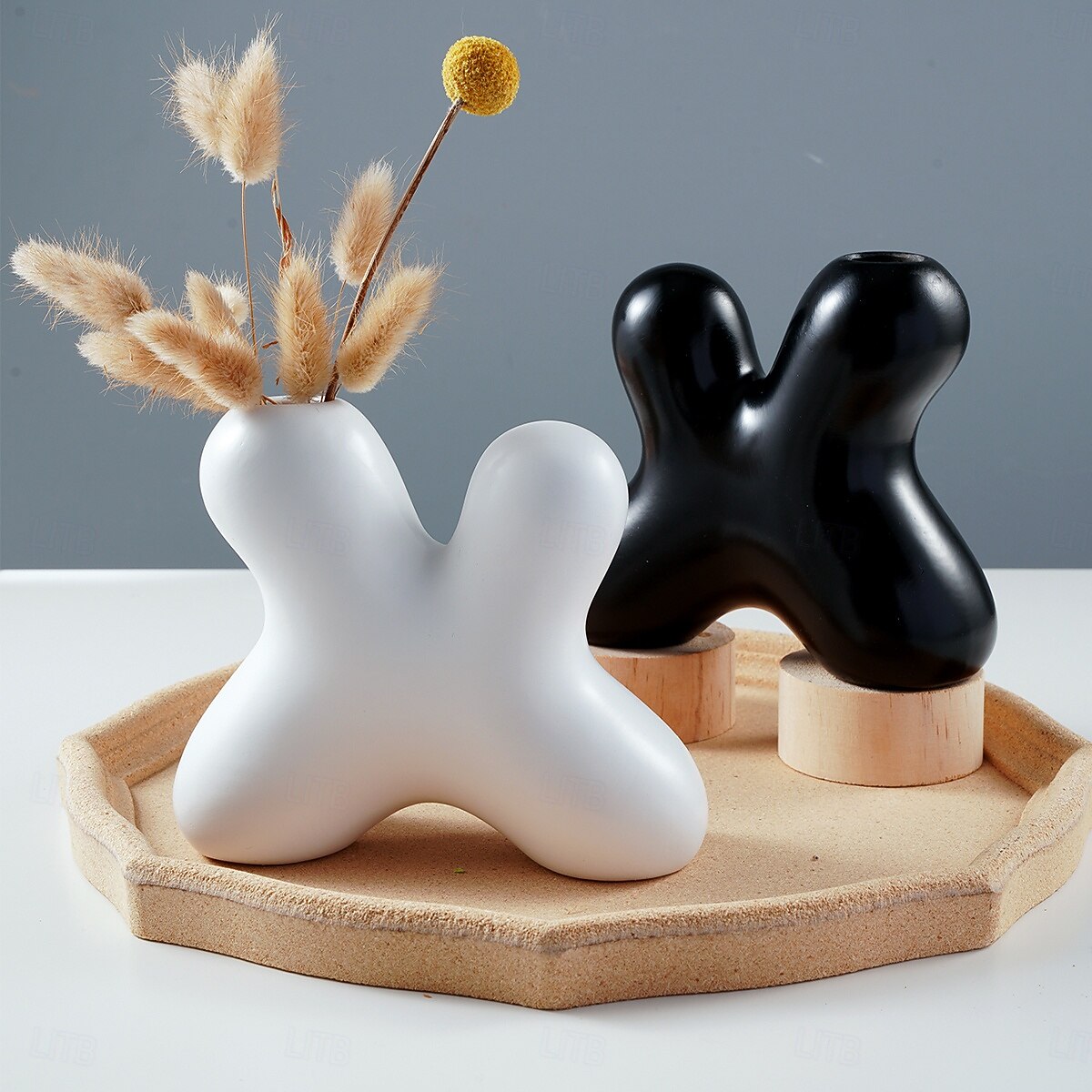 1 шт. креативная ваза в форме буквы X из полимерного материала, черно-белая, декоративная бутылка, сухой цветочный контейнер, подходящий для дома, гостиной, спальни, столовой, украшения стола для 2025 - $13.49 –P3