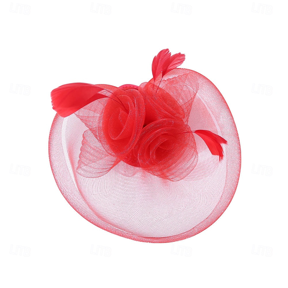 Fascinators Tulle Fedora Hat Wedding Tea Party Horse Race Cocktail Elegant Vintage With Feather Tulle Headpiece Headwear 2026 - $16.49 –P9