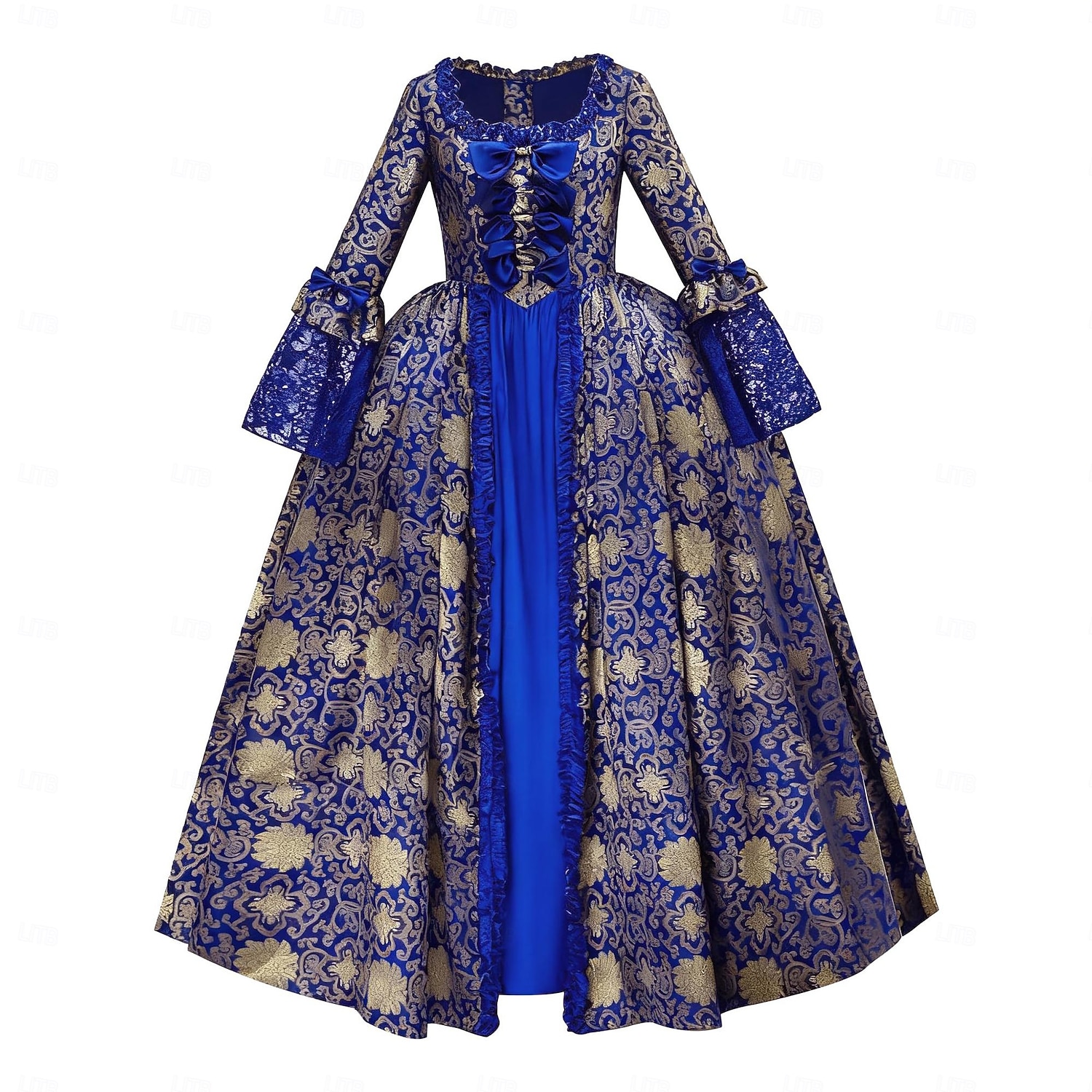 Rokoko Viktorianisch Renaissance Bodenlang Kleid Partykostüm Maskerade Übergröße Normal Puffärmel / Ballon Trompetenärmel Prinzessin Spitze Tüll Vintage Ballkleid Quadrathals Kostüm Damen königlich 2025 - $168.99 –P17