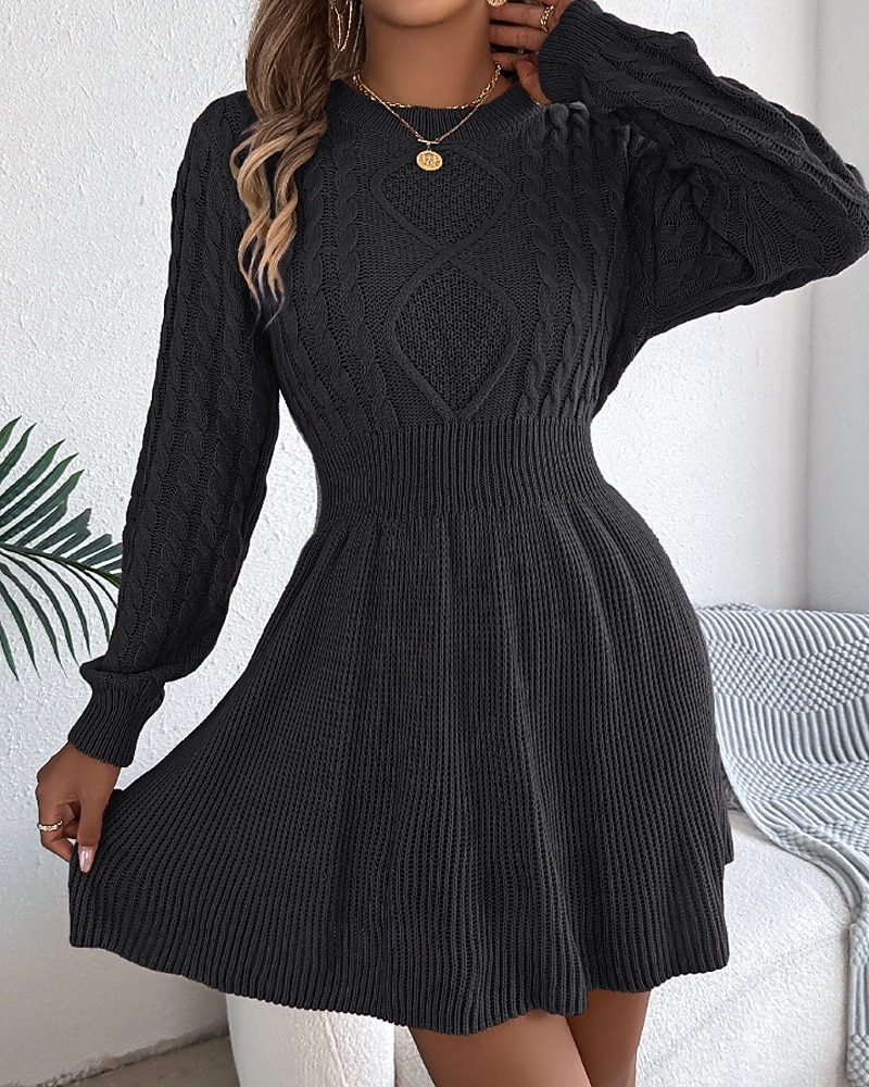 Per donna Mini Abito Abiti in tessuto di lino e policotone Abito in maglia Moderno Quotidiano Natale Uscire Vestibilità regolare Semplice Manica Lunga Girocollo Nero Vino Grigio Autunno Inverno del 2026 a $33.99 –P15