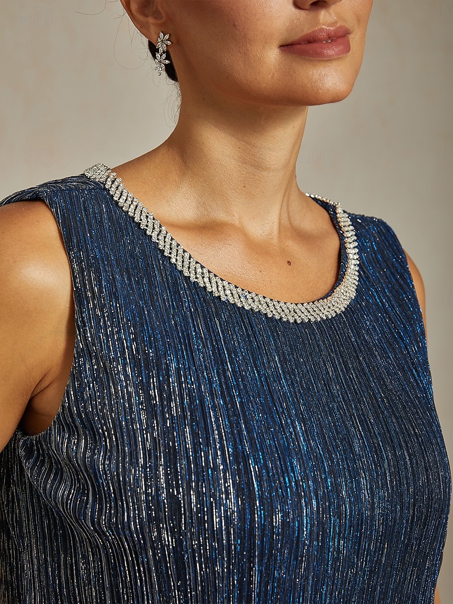 Női Midi ruha Váltó ruha Rakott ruha Halter ruha Elegáns Buli Előírásos Parti Esküvői vendég Koktélparty Normál Tömör szín Ujjatlan Terített nyak Sötétkék Nyár Tavasz Ősz Tél 2025 - $141.99 –P2