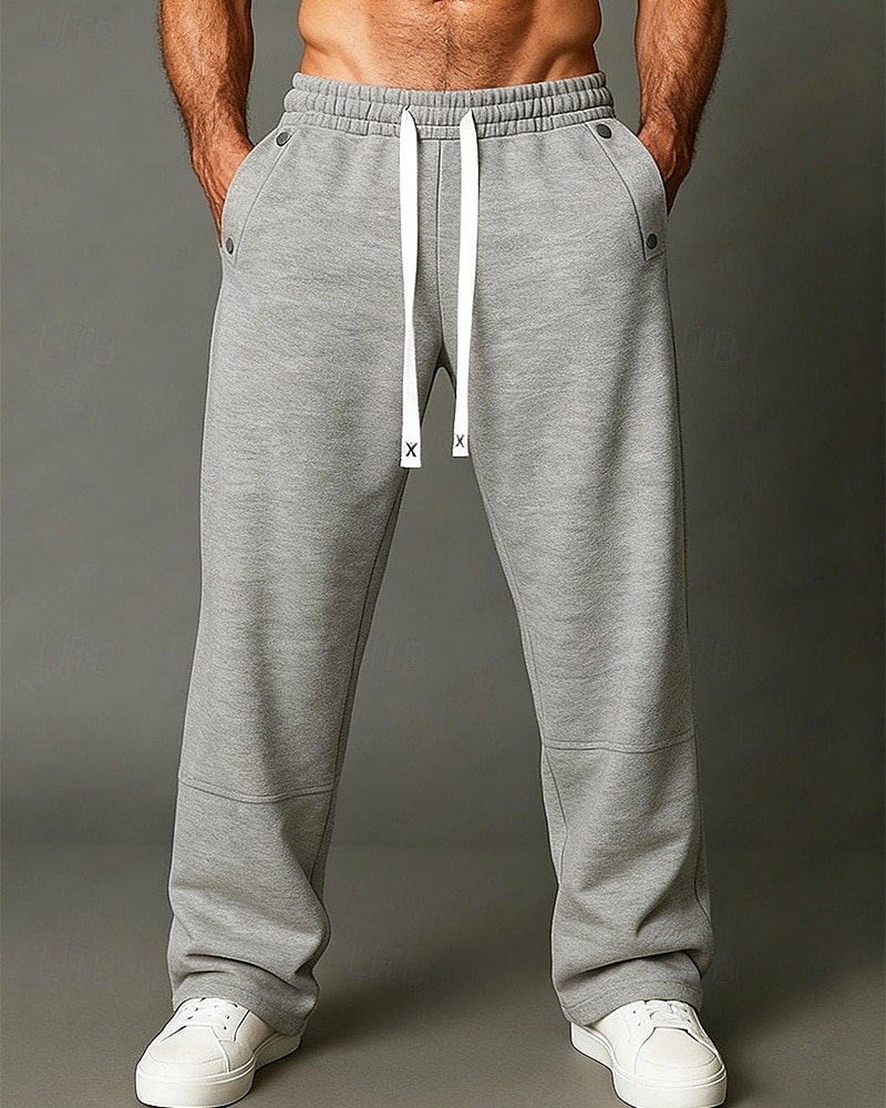 Pánské Tepláky Kalhoty Tepláky s rovnými nohama Šňůrky Kapsy Elastický pas Bez vzoru Pohodlné Denní Outdoorové sporty Módní Na běžné nošení Černá Šedá Lehce elastické 2026 - $30.99 –P2