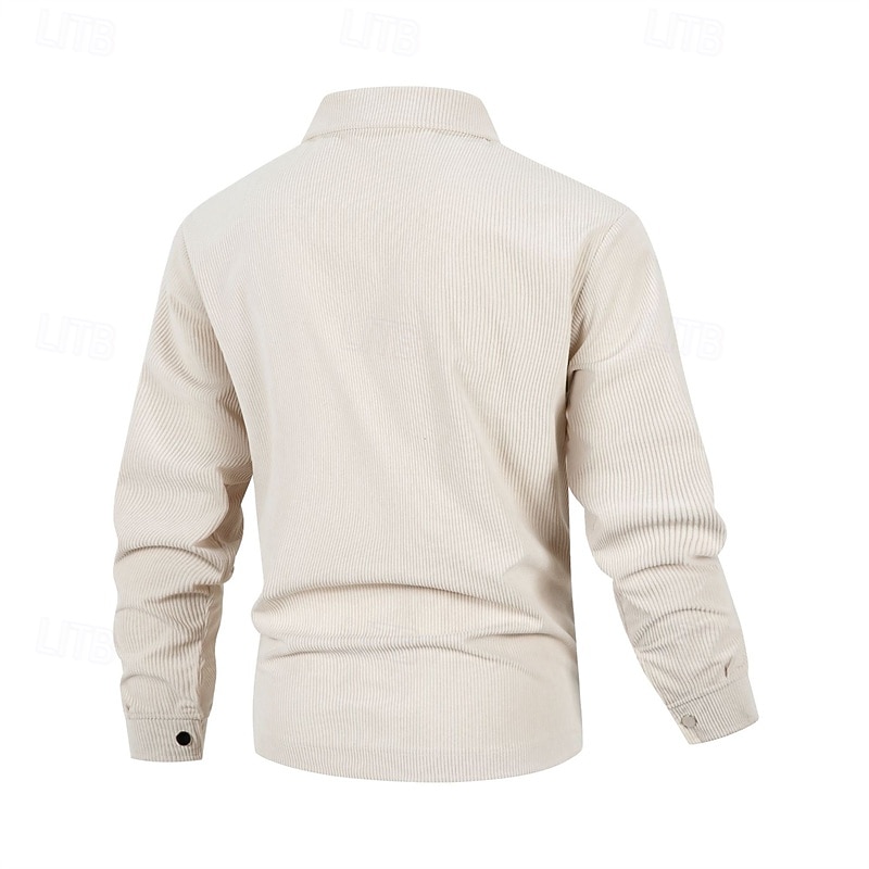 Per uomo Giacca Leggera Giacca in Velluto a Coste Giacca Cargo Giacca Casual Vacanza Quotidiano Traspirante Tasca Primavera Autunno Semplice Moda Classico Bavero Regolare Nero Cachi Grigio Giacca del 2026 a $30.99 –P4