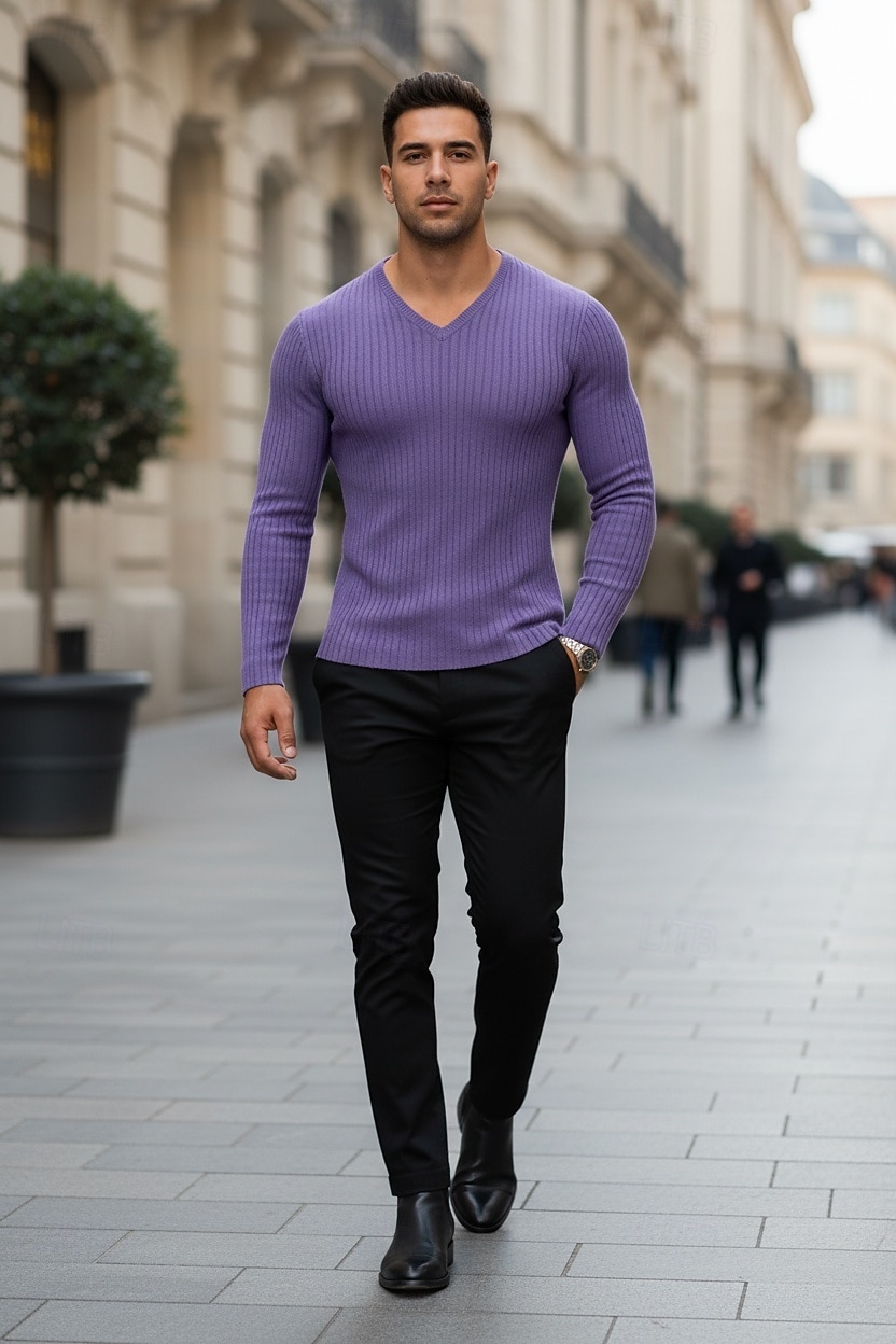Per uomo Maglietta Canotta Muscolare Maglietta a Maglia a Coste Camicia a Maniche Lunghe Manica Lunga Scollo a V Primavera Autunno Inverno Semplice Striscia di Fossa Moda Designer Essenziale Lavoro a del 2026 a $20.99 –P2