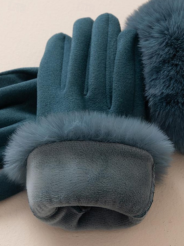 Damskie rękawiczki z ekranem dotykowym, materiał ze sztucznego futra poliestrowego, przytulne zimowe rękawiczki na Boże Narodzenie, eleganckie i stylowe, idealne na świąteczny prezent 2026 - $11.99 –P8