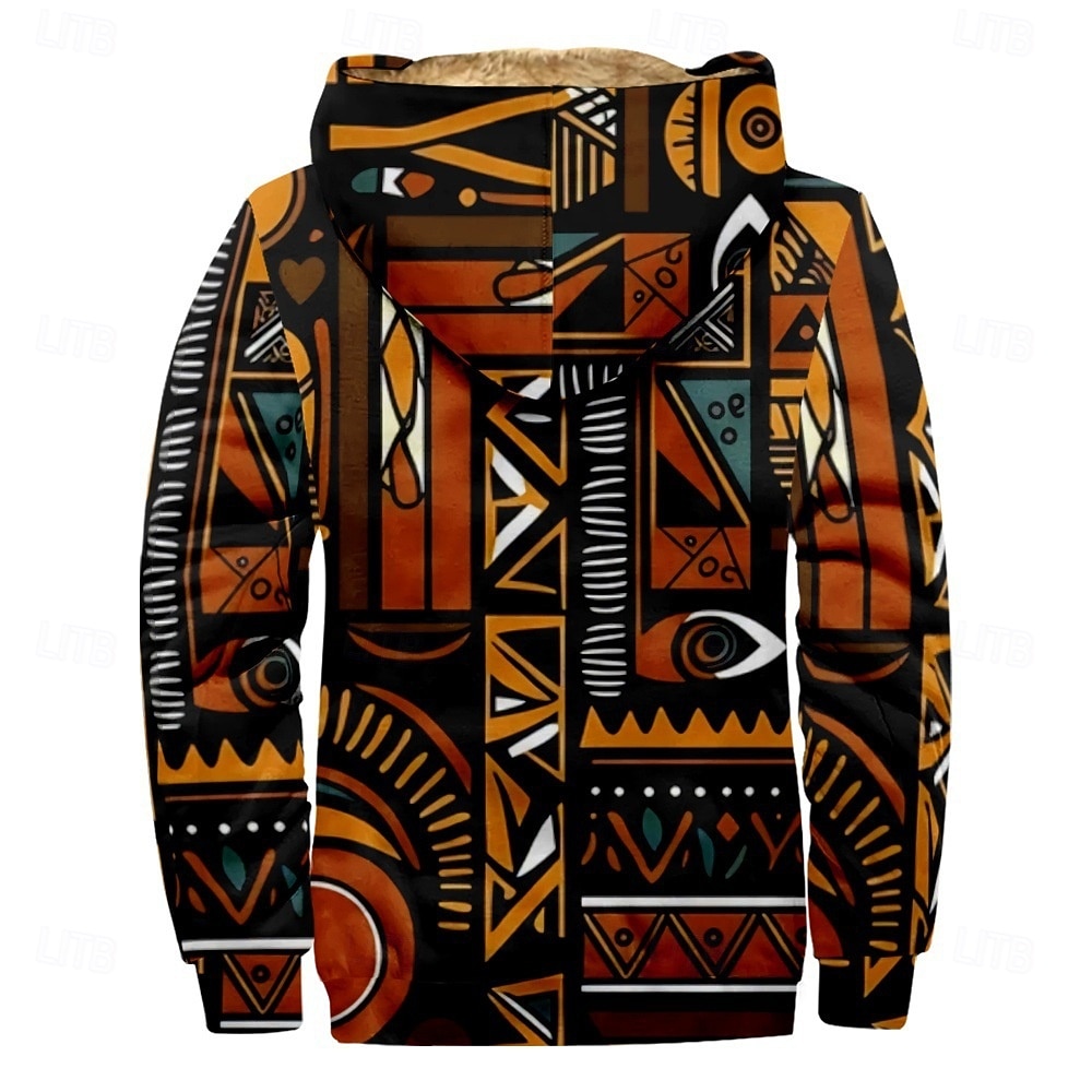 Per uomo Grafico Stile Boho Felpa con Cappuccio Giacca di pelle Moda Etnico Casual Manica Lunga Con Cappuccio All'aperto Sport all'Aperto Uscire Marrone chiaro Arancione scuro Giallo Blu Arancione del 2026 a $57.99 –P2