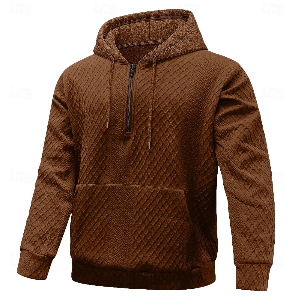 Homme Jacquard Sweat à capuche Noir Blanche Marron Gris À capuche Uni Poche kangourou Sport & Loisir Occasionnel Quotidien Streetwear Frais Vêtements de sport Toutes saisons Vêtement Tenue Pulls de 2026 ? $28.99 –P4