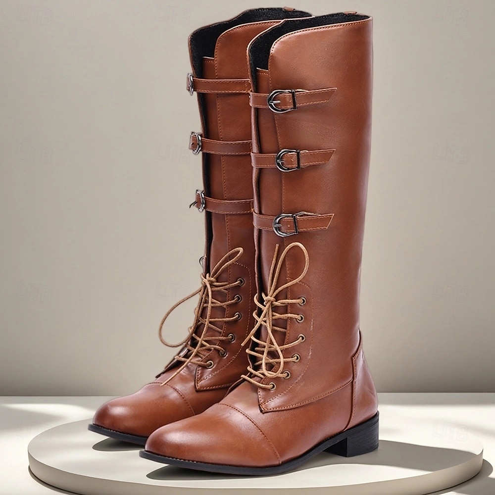 Brown Faux Leather Men's Lace-Up Boots with Buckle Detail – Trendy and Functional Boots for Fall and Winter Adventures 2026 - $59.99 –P1
