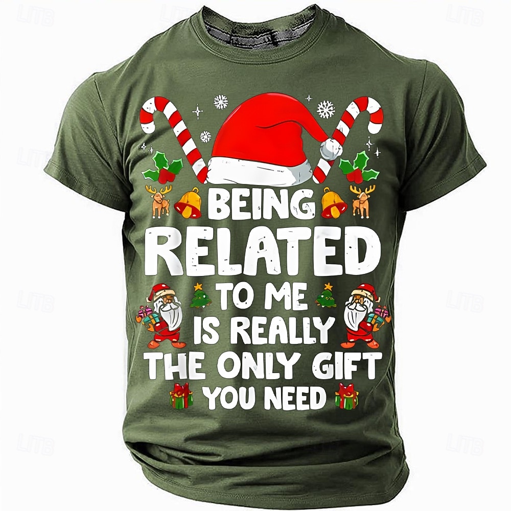 Christmas Funny 'Being Related to Me Is Really the Only Gift You Need' Men's Short Sleeve Crewneck T-Shirt, Holiday Humor Tee, Gag Gift for Dad or Friend 2026 - $23.99 –P2