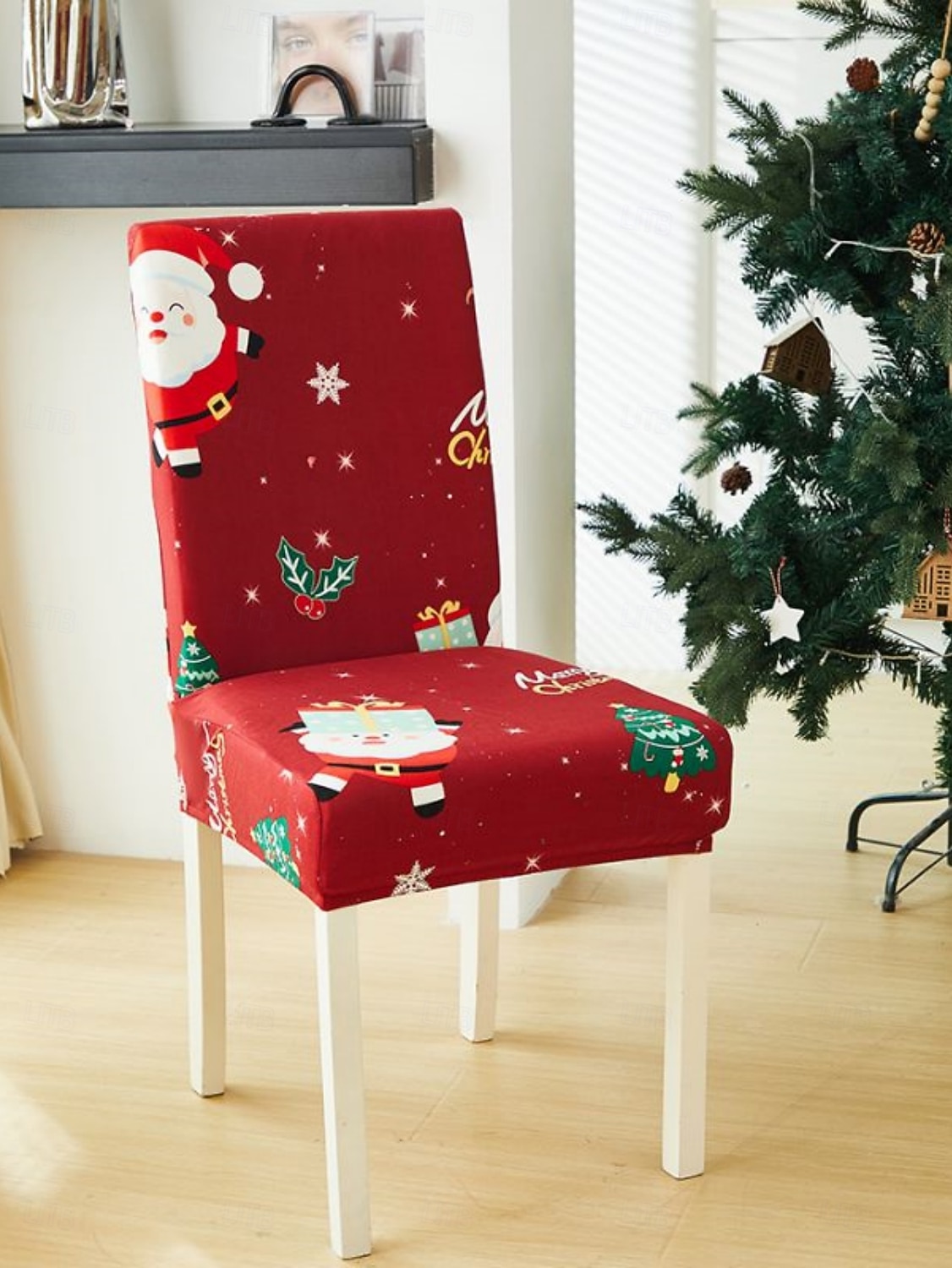 1/2/4PC/6PC Christmas Milk Silk Printed Chair Cover – Decorative, Anti-Slip & Dustproof Slipcover, Soft Stretch Fabric for All Seasons 2025 - $29.99 –P13