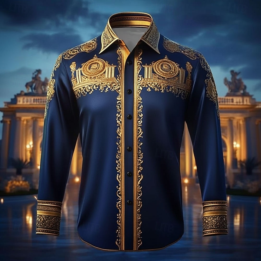 Men's Floral Print Ethnic Shirt Satin Shirt Dress Shirt Long Sleeve Vintage Retro Vacation Dailywear Summer Spring Fall Turndown 3D Print Button Up Shirts Black Wine Dark Blue 2026 - $29.99 –P1