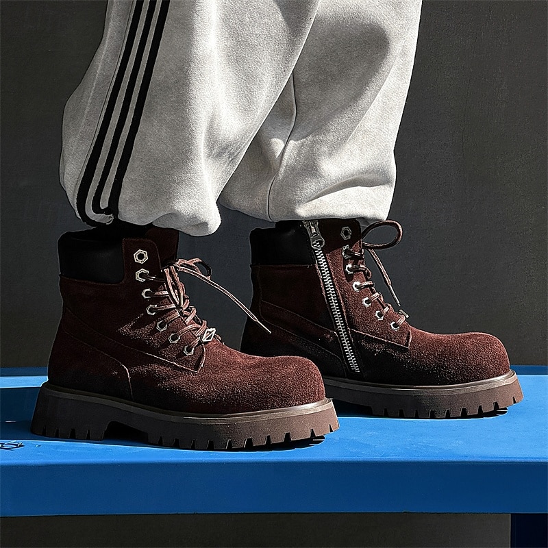 Ανδρικά χακί σουέτ μποτάκια εργασίας μέχρι τον αστράγαλο με στιβαρή σόλα και απαλή εσωτερική επένδυση, ελαφριά, casual μπότες εξωτερικού χώρου για φθινοπωρινή και χειμερινή χρήση. 2026 - $79.99 –P6
