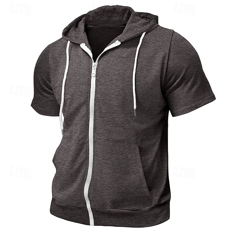 Men's Hoodie Full Zip Hoodie Black Pink Wine Purple Fuchsia Hooded Plain Drawstring Pocket Sports & Outdoor Daily Holiday Polyester Streetwear Basic Casual Summer Spring Clothing Apparel Hoodies 2026 - $36.99 –P12