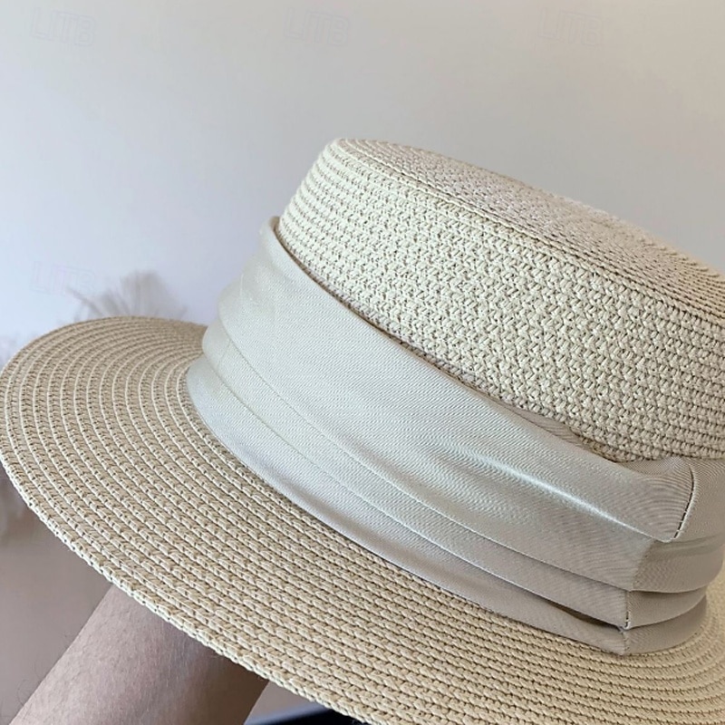 Καπέλα Πολυεστέρας Άχυρο Ψάθινο καπέλο Καπέλο ηλίου Γάμου Αργίες Πάρτι Τσαγιού Ιπποδρομία κοκτέιλ Κομψό Βίντατζ Αντιηλιακή Προστασία Με Κορδέλες Ακουστικό Καπέλα 2026 - $17.49 –P7