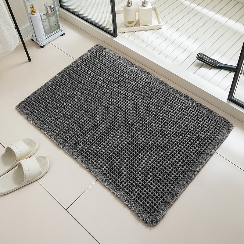 Alfombra de baño tipo gofre, alfombras de baño bohemias antideslizantes y lavables, ultrasuaves, súper absorbentes y de secado rápido, decoración rústica para el baño 2026 - kr.148 –P12