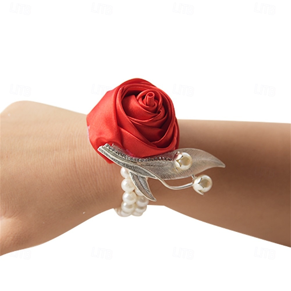 Bröllop handled blommor Handleds Corsage Bröllop / Fest Satin / Metall Blomstil 2026 - QAR 74.45 –P8