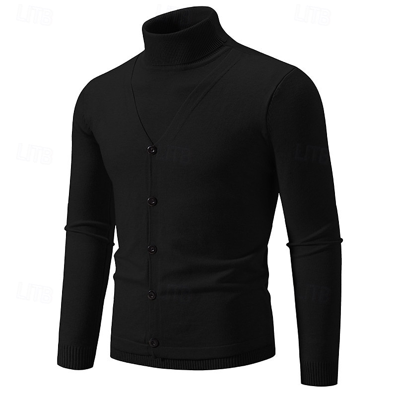 Per uomo Felpa Maglione A Coste Maglia Top Regolari 2 in 1 Lavorato a maglia Semplice Dolcevita Maglieria Contemporaneo Casuale Abbigliamento quotidiano Abbigliamento Primavera Autunno Nero Borgogna del 2026 a $30.99 –P11