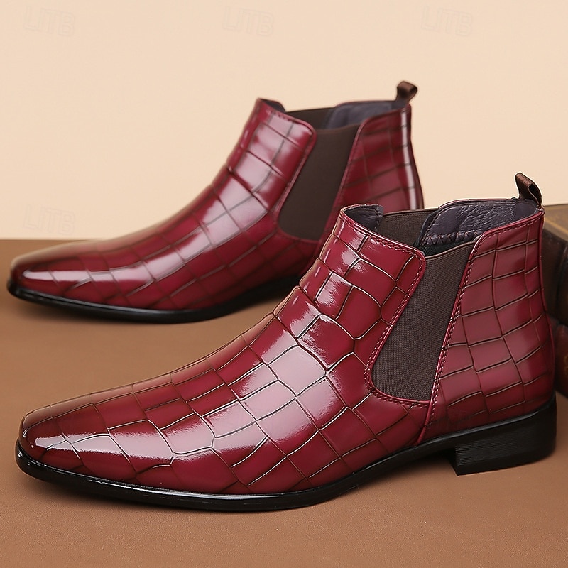 stivali chelsea da uomo in vera pelle sintetica color cuoio con pannelli laterali elastici e finitura liscia, eleganti stivaletti eleganti per lavoro, feste e occasioni formali del 2026 a $54.99 –P2