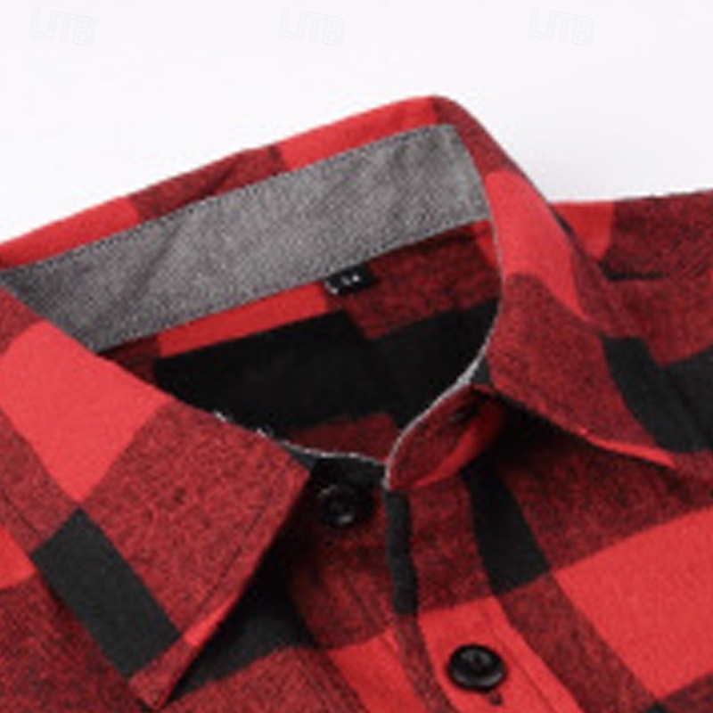 Miesten Paita Rento paita Flanellipaita Button Up paita Päällyspaita Ruudullinen Kausaliteetti Päivittäin Laivaston sininen Pitkähihainen Kauluskäänne 봄 & Syksy Vaatetus 2026 - $29.99 –P3
