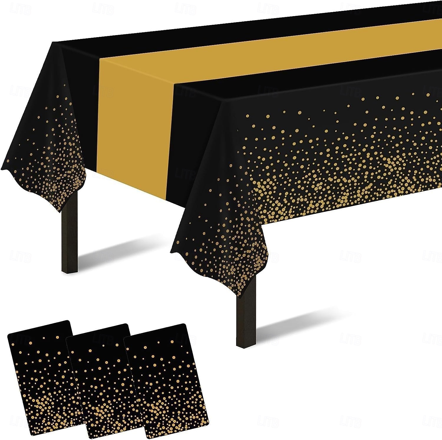 Décorations de fête du Nouvel An noires et dorées, ensemble de 3 nappes jetables en plastique épais pour anniversaire, dîner, dessert, pique-nique &décoration d'événements de 2025 ? $15.99 –P3