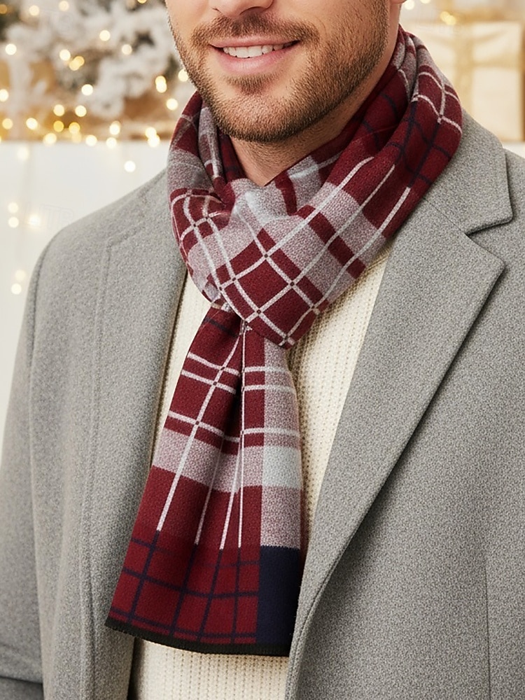 sciarpa scozzese natalizia da uomo, materiale in poliestere, vari colori, perfetta per la moda invernale e come regalo per le feste del 2026 a $14.99 –P3