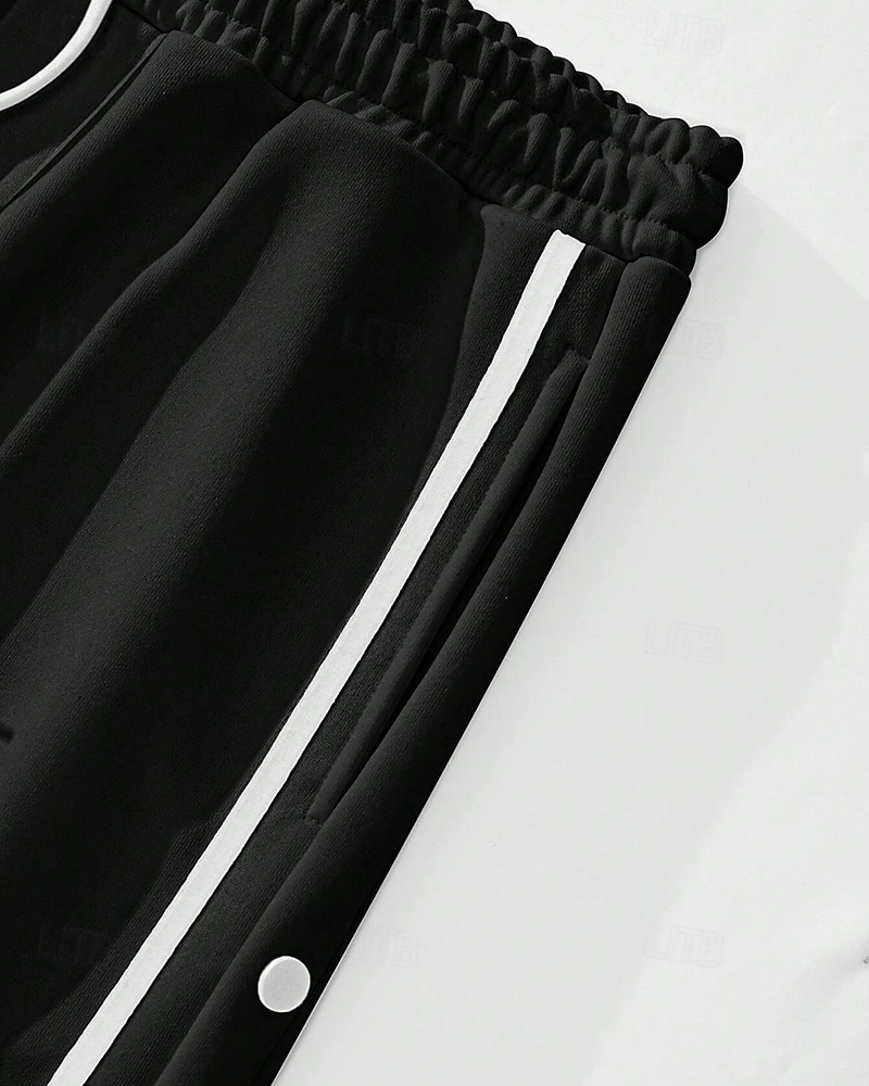 Men's Wide-leg Sweatpants sport pants Casual Pants with Pockets Split High Waist Bottoms Gym Athleisure Workout Spring Fall Breathable Gym Workout Track Regular Fit Sportswear Activewear Solid Colored 2026 - $26.99 –P20