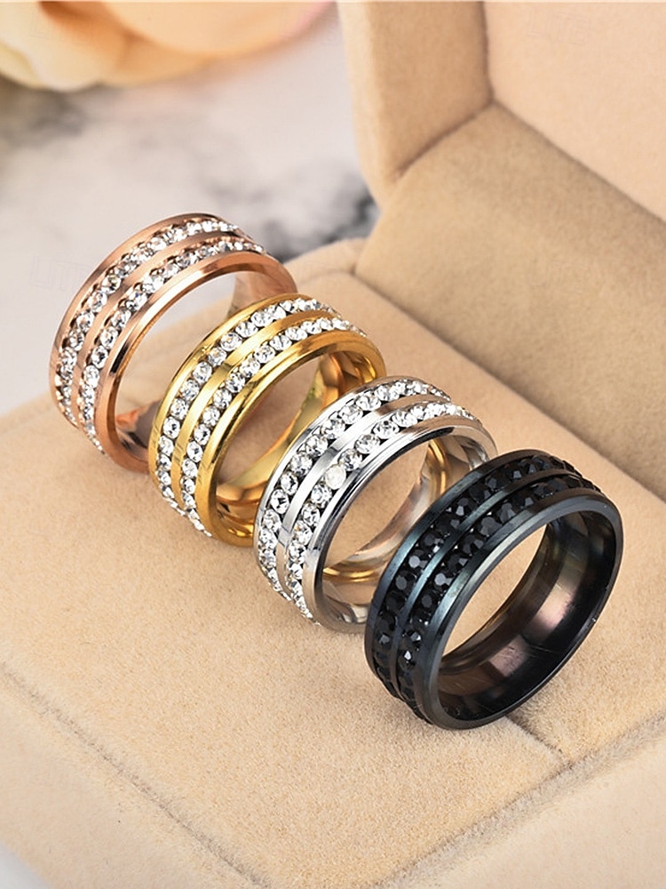 Miesten jouluinen titaaniterässormus punaisilla ja sinisillä kristallikivillä, useita värejä, täydellinen juhlamuotiin ja lahjaksi 2026 - $9.99 –P7