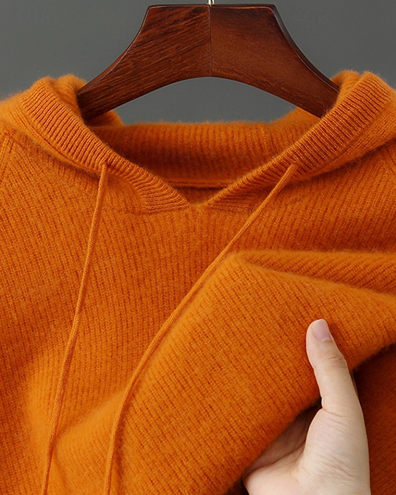 мужской свитер из чистой шерсти премиум-класса, кашемир, классический трикотажный свитер с капюшоном и завязками, мягкий, теплый, дышащий 2026 - $152.99 –P10