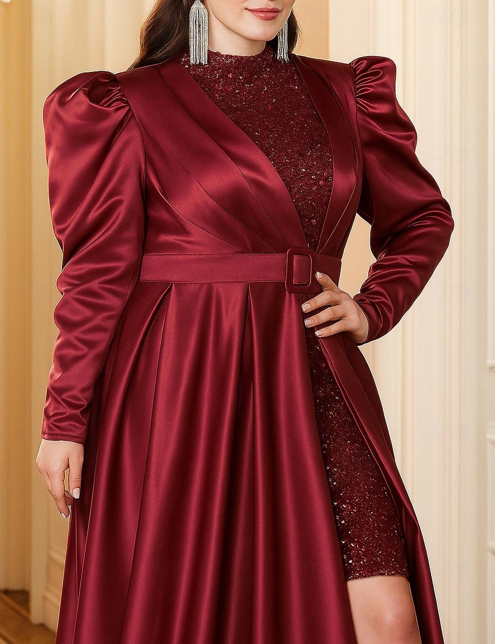 A-Line Floor Length Wedding Guest Dress Formal Dresses Evening Gown Mother of the Bride Dress Long Sleeve Crew Neck V Neck Elegant Vintage Plus Size Formal Spandex with Pleats Sequin 2026 - $137.99 –P1