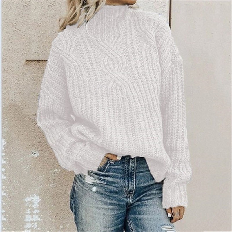 Pentru femei Pulover Plover Elegant Modă Șic Stradă Culoare solidă Guler Pe Gât Peteci Tricotat Imprimeu Manșon Lung Topuri obișnuite Tricotat În aer liber Zilnic Concediu Negru Alb Toamnă Iarnă 2026 - $26.99 –P1